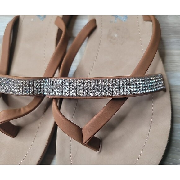 Seven7 Bondi Caramel Women's Size 10 Faux Leather Slip On Thong Sandals Flat NEW - Picture 4 of 7